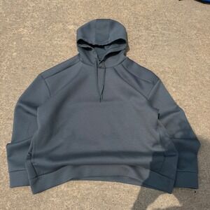 FLX Mens Tech Fleece Hoodie Sweatshirt Dark Gray XL Recycled Polyester Spandex